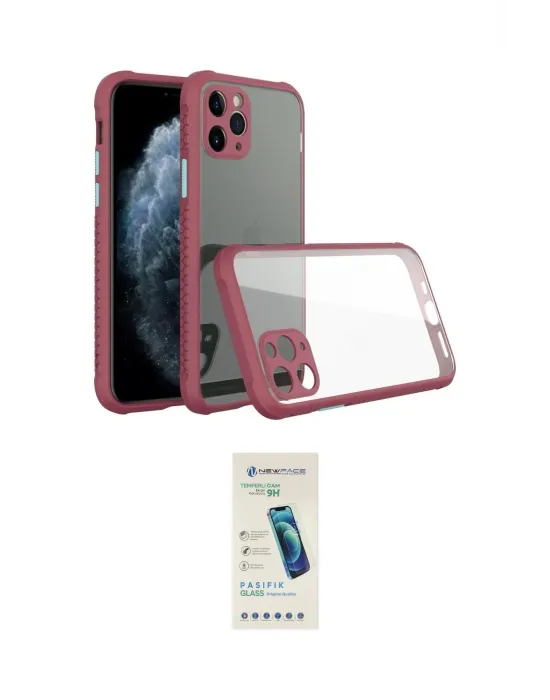 ieg™ iPhone 11 Pro Max Kılıf Nova Asil Özel Seri - Şeffaf Pasifik Cam Ekran Koruyucu