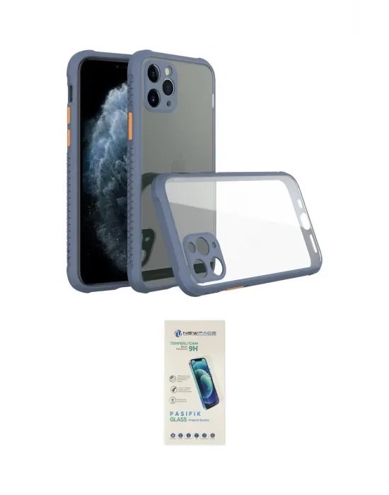 ieg™ iPhone 11 Pro Max Kılıf Nova Asil Özel Seri - Şeffaf Pasifik Cam Ekran Koruyucu