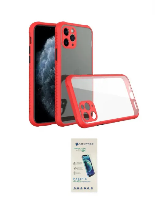 ieg™ iPhone 11 Pro Max Kılıf Nova Asil Özel Seri - Şeffaf Pasifik Cam Ekran Koruyucu