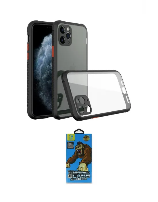 ieg™ iPhone 11 Pro Max Kılıf Nova Asil Özel Seri - Siyah 18D Cam Ekran Koruyucu