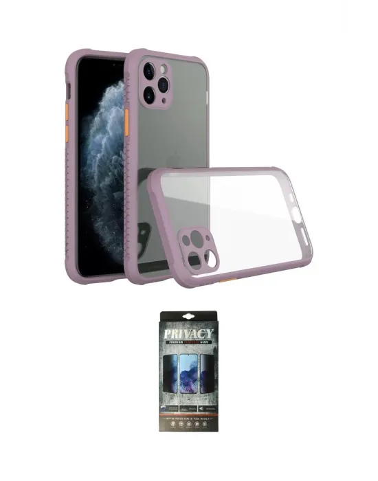 ieg™ iPhone 11 Pro Max Kılıf Nova Asil Özel Seri - Siyah 34D Hayalet Izgaralı Cam