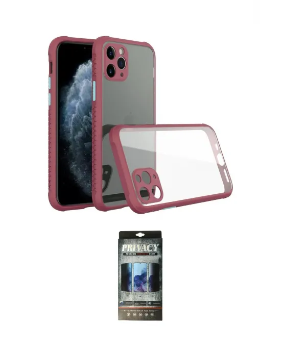 ieg™ iPhone 11 Pro Max Kılıf Nova Asil Özel Seri - Siyah 34D Hayalet Izgaralı Cam