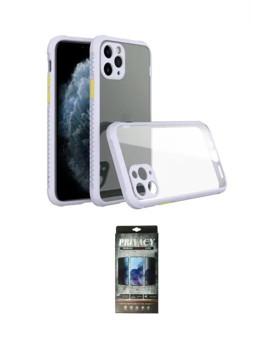 ieg™ iPhone 11 Pro Max Kılıf Nova Asil Özel Seri - Siyah 34D Hayalet Izgaralı Cam