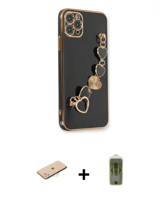 ieg™ iPhone 11 Pro Max Kılıf Nova Işık Prime - Siyah Joko Magic 5D Hayalet Cam + Renkli Kamera Lens Koruma Cam - MI