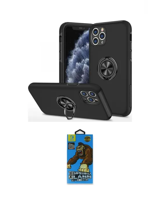 ieg™ iPhone 11 Pro Max Kılıf Odak Form Prime - Siyah 18D Cam Ekran Koruyucu