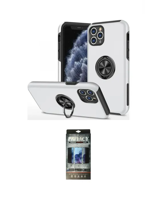 ieg™ iPhone 11 Pro Max Kılıf Odak Form Prime - Siyah 34D Hayalet Izgaralı Cam