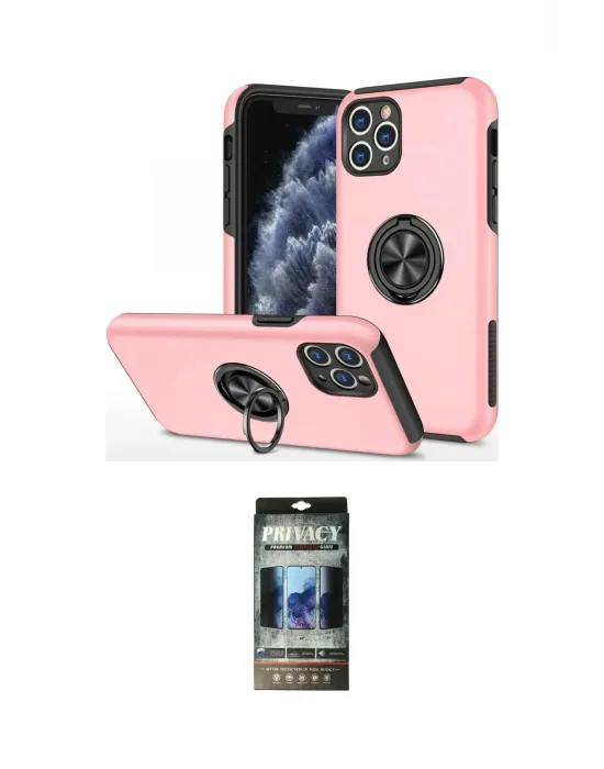 ieg™ iPhone 11 Pro Max Kılıf Odak Form Prime - Siyah 34D Hayalet Izgaralı Cam