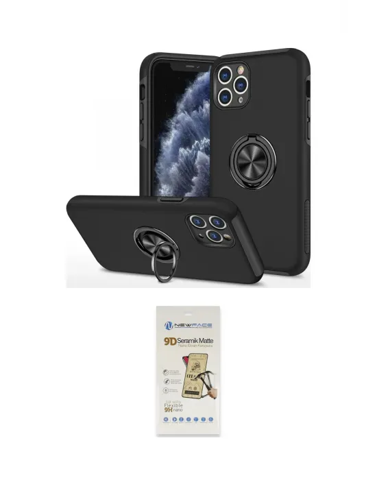ieg™ iPhone 11 Pro Max Kılıf Odak Form Prime - Siyah Mat Seramik Nano Ekran Koruyucu