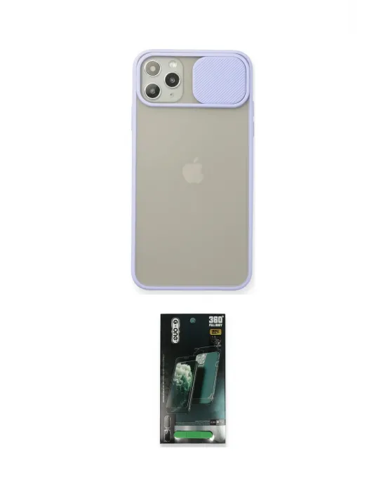 ieg™ iPhone 11 Pro Max Kılıf Vadi Çizgi - Şeffaf 360 Full Body Arka Koruyucu