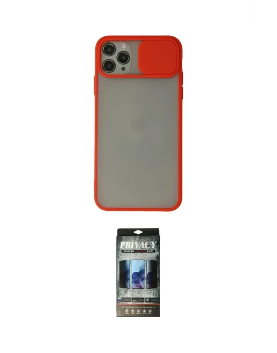 ieg™ iPhone 11 Pro Max Kılıf Vadi Çizgi - Siyah 34D Hayalet Izgaralı Cam