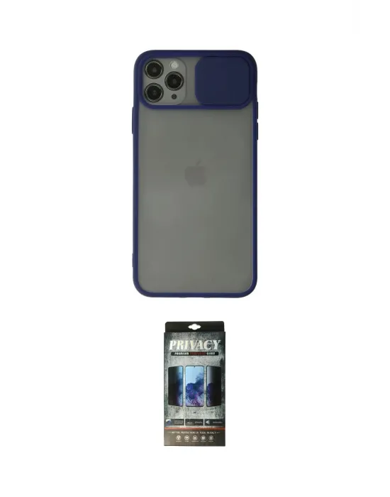 ieg™ iPhone 11 Pro Max Kılıf Vadi Çizgi - Siyah 34D Hayalet Izgaralı Cam