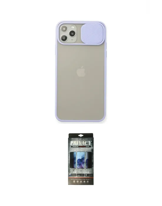 ieg™ iPhone 11 Pro Max Kılıf Vadi Çizgi - Siyah 34D Hayalet Izgaralı Cam