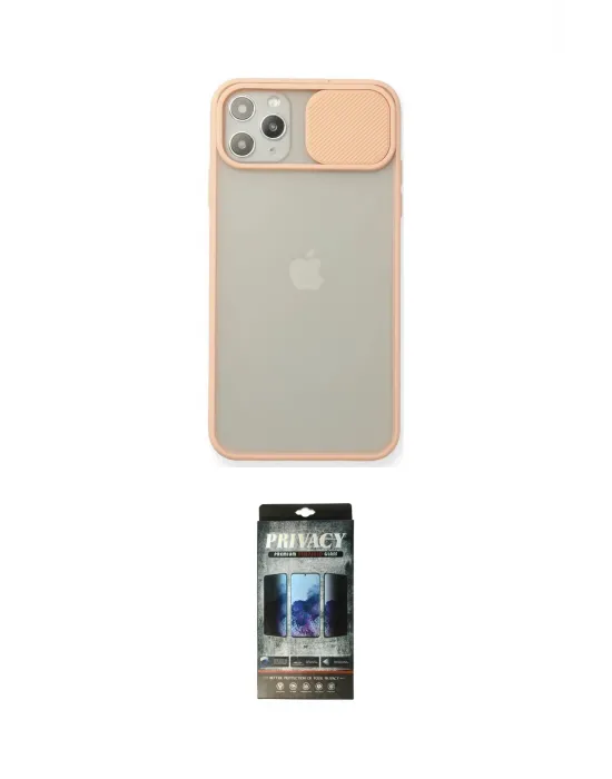 ieg™ iPhone 11 Pro Max Kılıf Vadi Çizgi - Siyah 34D Hayalet Izgaralı Cam