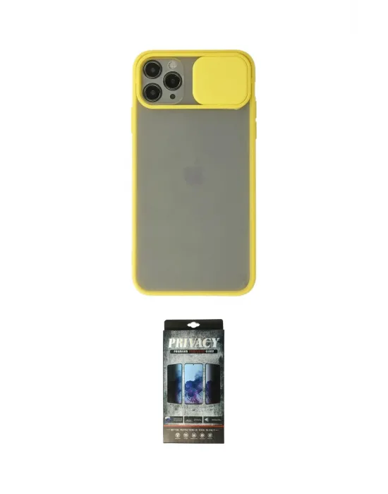 ieg™ iPhone 11 Pro Max Kılıf Vadi Çizgi - Siyah 34D Hayalet Izgaralı Cam