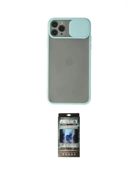 ieg™ iPhone 11 Pro Max Kılıf Vadi Çizgi - Siyah 34D Hayalet Izgaralı Cam