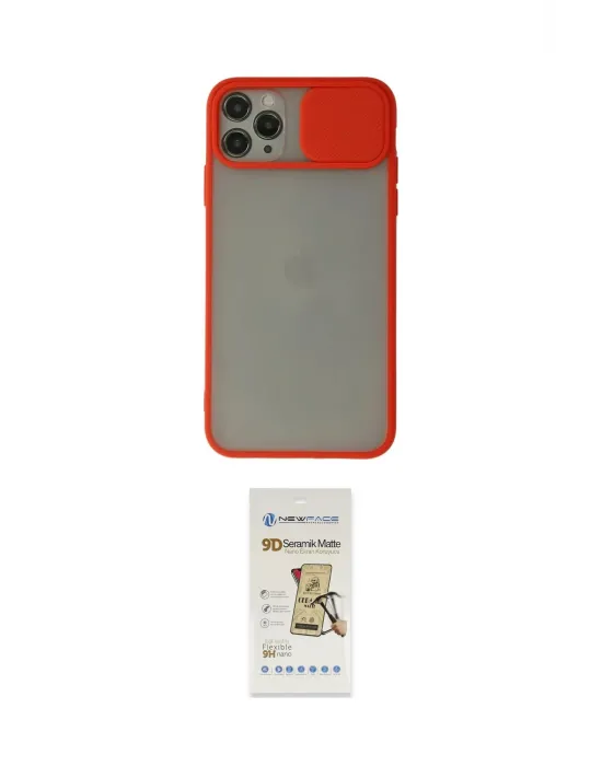 ieg™ iPhone 11 Pro Max Kılıf Vadi Çizgi - Siyah Mat Seramik Nano Ekran Koruyucu