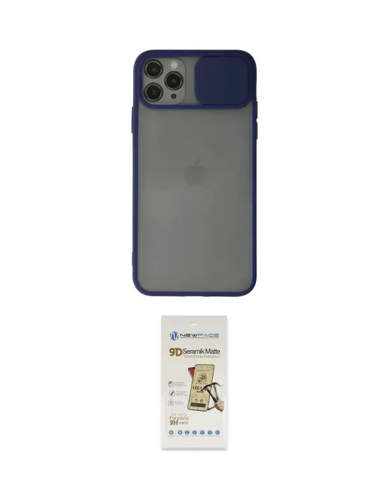 ieg™ iPhone 11 Pro Max Kılıf Vadi Çizgi - Siyah Mat Seramik Nano Ekran Koruyucu