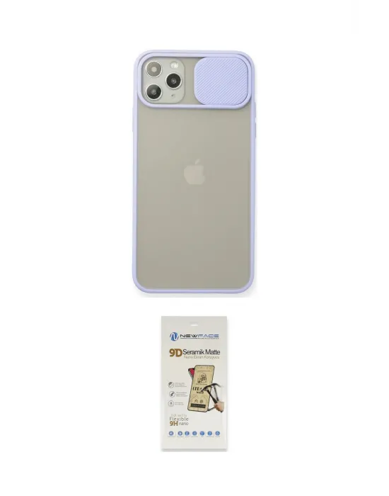 ieg™ iPhone 11 Pro Max Kılıf Vadi Çizgi - Siyah Mat Seramik Nano Ekran Koruyucu