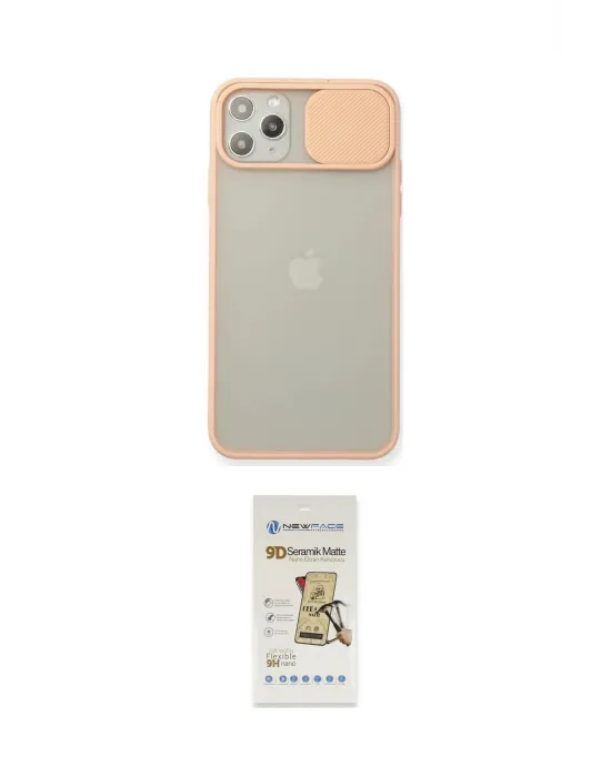 ieg™ iPhone 11 Pro Max Kılıf Vadi Çizgi - Siyah Mat Seramik Nano Ekran Koruyucu
