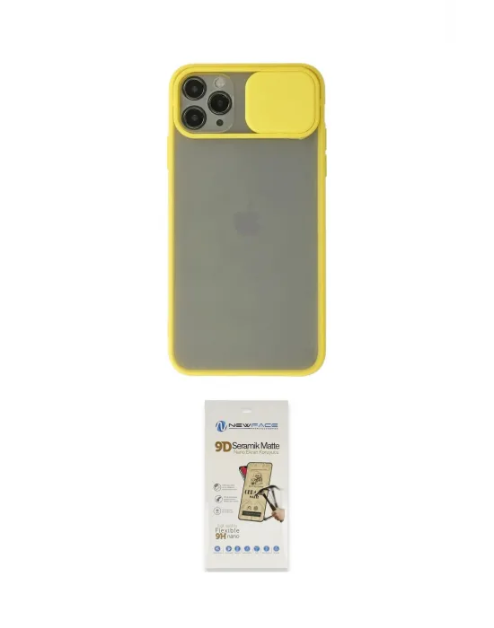 ieg™ iPhone 11 Pro Max Kılıf Vadi Çizgi - Siyah Mat Seramik Nano Ekran Koruyucu