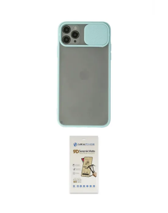 ieg™ iPhone 11 Pro Max Kılıf Vadi Çizgi - Siyah Mat Seramik Nano Ekran Koruyucu