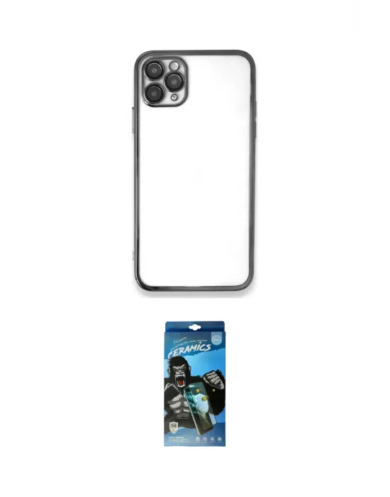 ieg™ iPhone 11 Pro Max Kılıf Vadi Minimal - Siyah 34D Izgaralı Cam