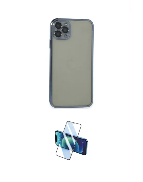 ieg™ iPhone 11 Pro Max Kılıf Vadi Minimal - Siyah 3D Antistatik Cam Ekran Koruyucu