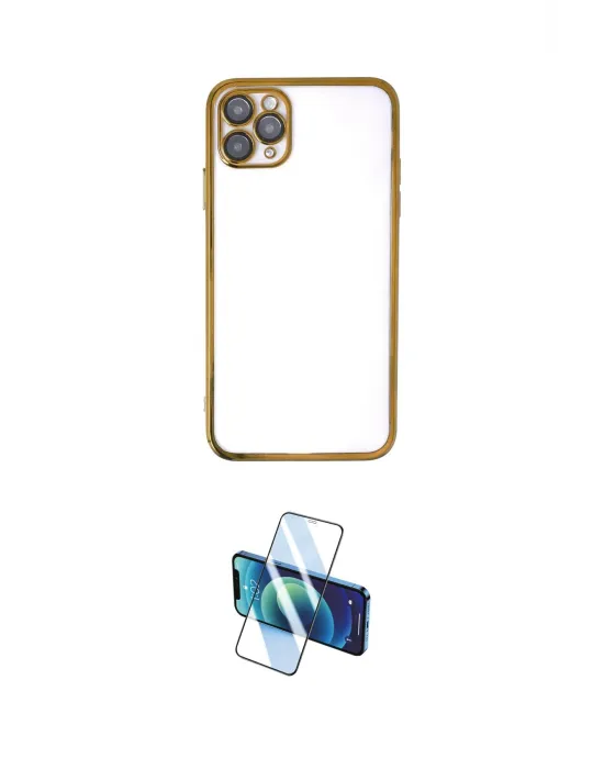 ieg™ iPhone 11 Pro Max Kılıf Vadi Minimal - Siyah 3D Antistatik Cam Ekran Koruyucu
