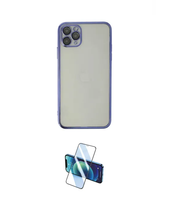 ieg™ iPhone 11 Pro Max Kılıf Vadi Minimal - Siyah 3D Antistatik Cam Ekran Koruyucu
