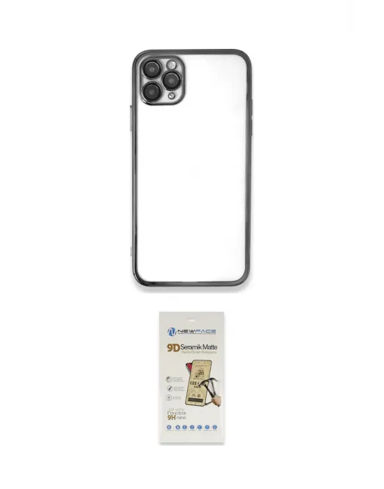 ieg™ iPhone 11 Pro Max Kılıf Vadi Minimal - Siyah Mat Seramik Nano Ekran Koruyucu
