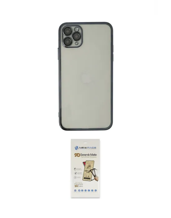 ieg™ iPhone 11 Pro Max Kılıf Vadi Minimal - Siyah Mat Seramik Nano Ekran Koruyucu