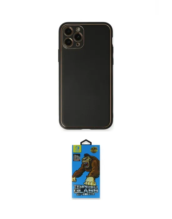 ieg™ iPhone 11 Pro Max Kılıf Yadigar Klasik - Siyah 18D Cam Ekran Koruyucu