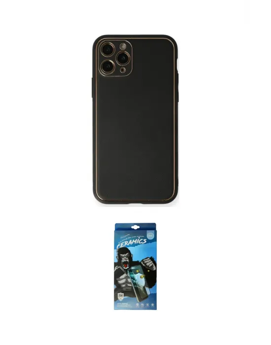 ieg™ iPhone 11 Pro Max Kılıf Yadigar Klasik - Siyah 34D Izgaralı Cam