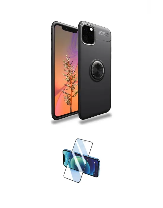 ieg™ iPhone 11 Pro Max Kılıf Yankı Form Prime - Siyah 3D Antistatik Cam Ekran Koruyucu