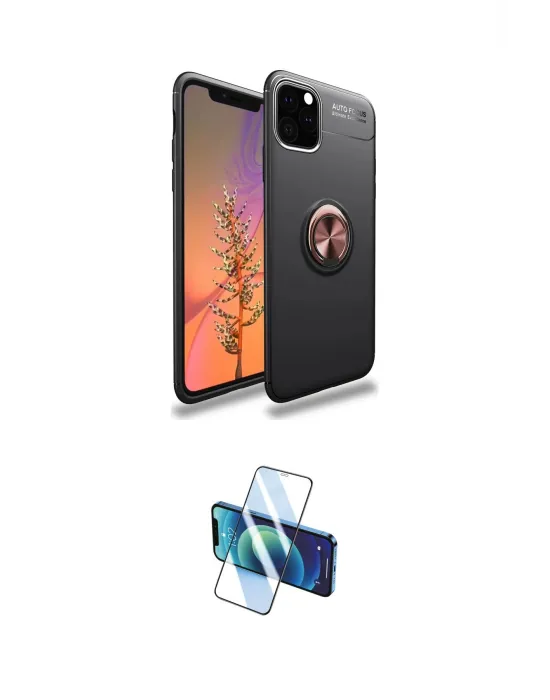 ieg™ iPhone 11 Pro Max Kılıf Yankı Form Prime - Siyah 3D Antistatik Cam Ekran Koruyucu