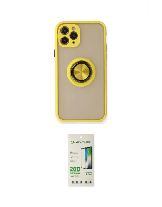 ieg™ iPhone 11 Pro Max Kılıf Yörünge Çizgi - Siyah 20D Premium Cam Ekran Koruyucu
