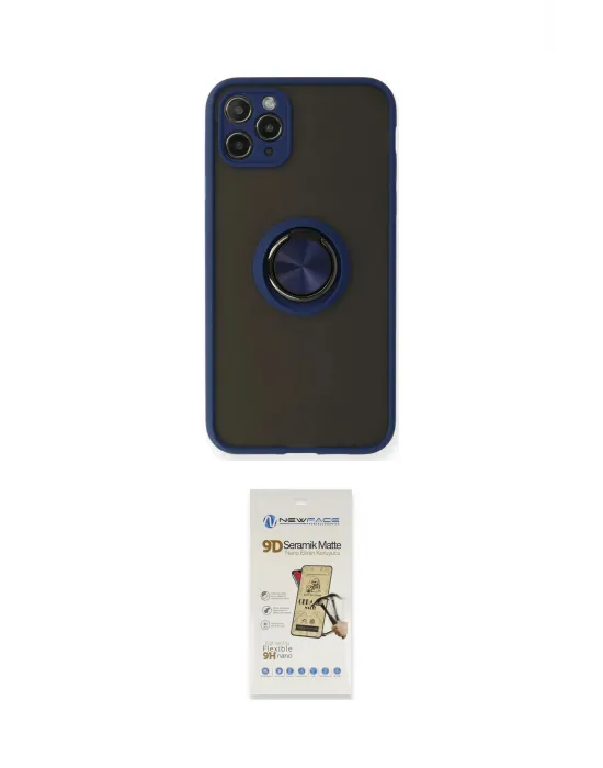 ieg™ iPhone 11 Pro Max Kılıf Yörünge Çizgi - Siyah Mat Seramik Nano Ekran Koruyucu