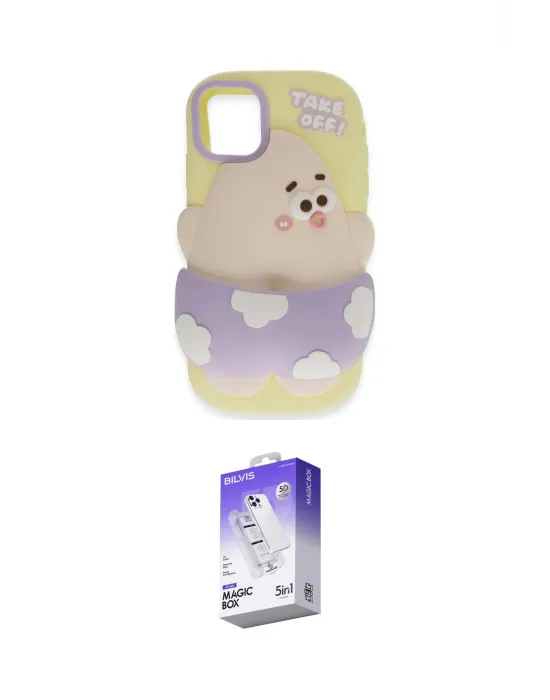ieg™ iPhone 12 Kılıf Akış Yansıma - Siyah Bilvis 5in1 3D Magic Cam Ekran Koruyucu