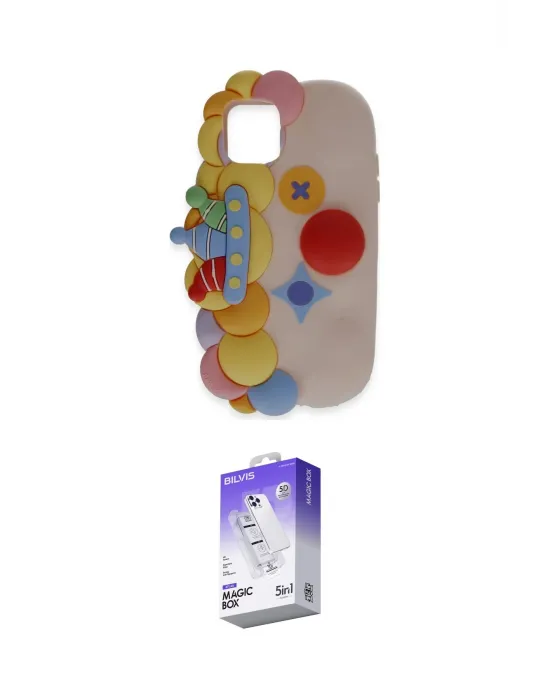 ieg™ iPhone 12 Kılıf Akış Yansıma - Siyah Bilvis 5in1 3D Magic Cam Ekran Koruyucu