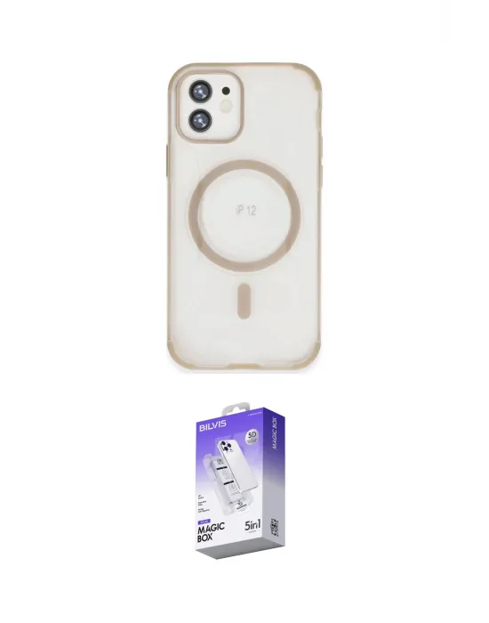 ieg™ iPhone 12 Kılıf Eksen Klasik Koleksiyonu - Siyah Bilvis 5in1 3D Magic Cam Ekran Koruyucu