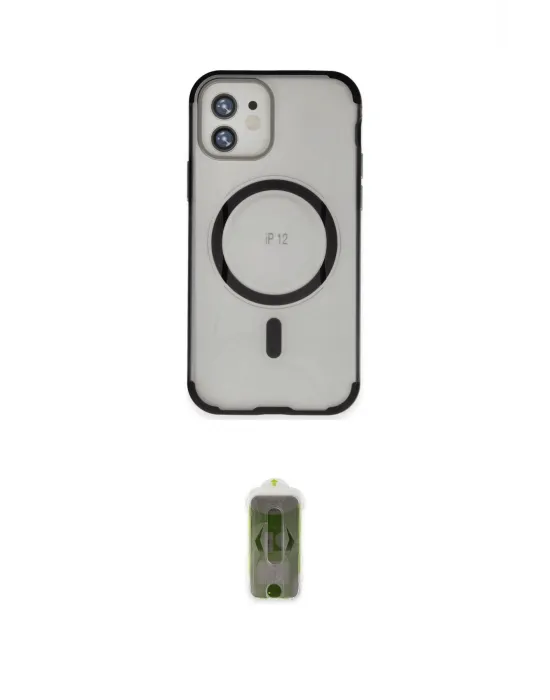 ieg™ iPhone 12 Kılıf Eksen Klasik Koleksiyonu - Siyah Joko Magic 5D Hayalet Cam
