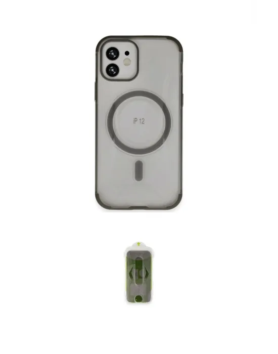 ieg™ iPhone 12 Kılıf Eksen Klasik Koleksiyonu - Siyah Joko Magic 5D Hayalet Cam