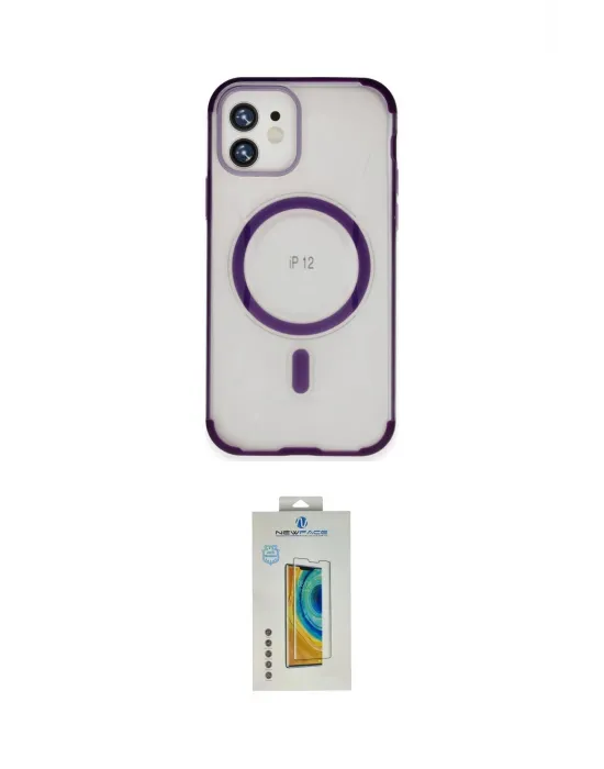 ieg™ iPhone 12 Kılıf Eksen Klasik Koleksiyonu - Siyah Polymer Nano Ekran Koruyucu