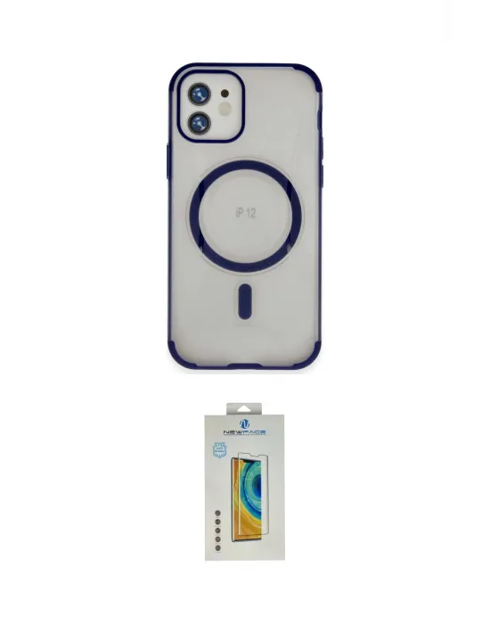 ieg™ iPhone 12 Kılıf Eksen Klasik Koleksiyonu - Siyah Polymer Nano Ekran Koruyucu