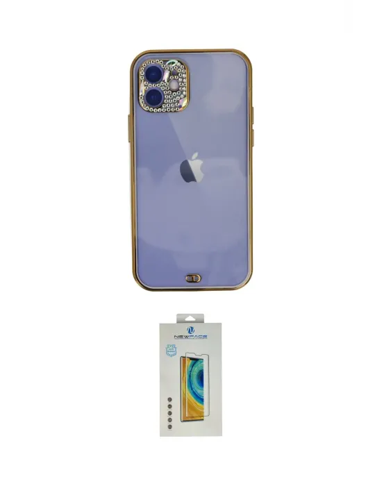 ieg™ iPhone 12 Kılıf Eksen Minimal Koleksiyonu - Siyah Polymer Nano Ekran Koruyucu