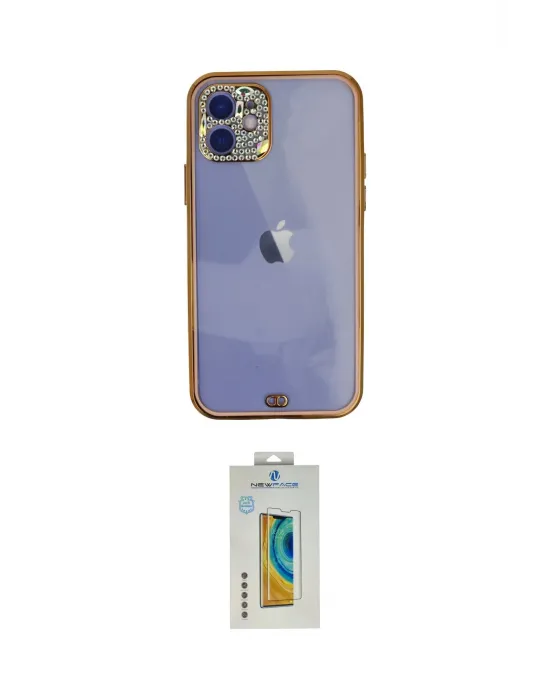 ieg™ iPhone 12 Kılıf Eksen Minimal Koleksiyonu - Siyah Polymer Nano Ekran Koruyucu