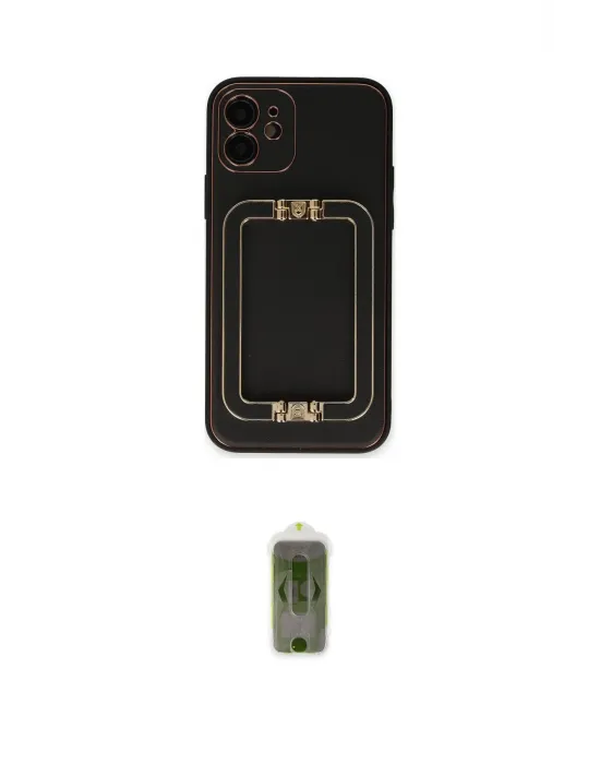 ieg™ iPhone 12 Kılıf Kozmos Minimal Prime - Siyah Joko Magic 5D Hayalet Cam