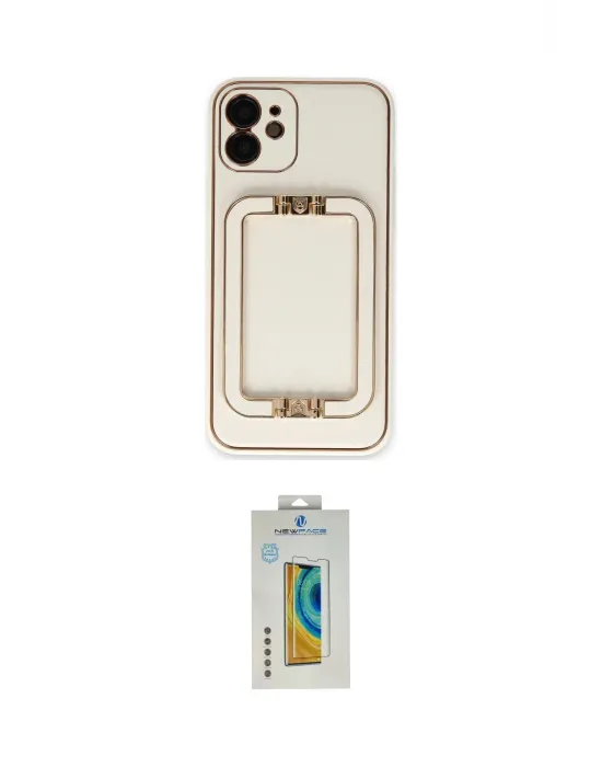ieg™ iPhone 12 Kılıf Kozmos Minimal Prime - Siyah Polymer Nano Ekran Koruyucu