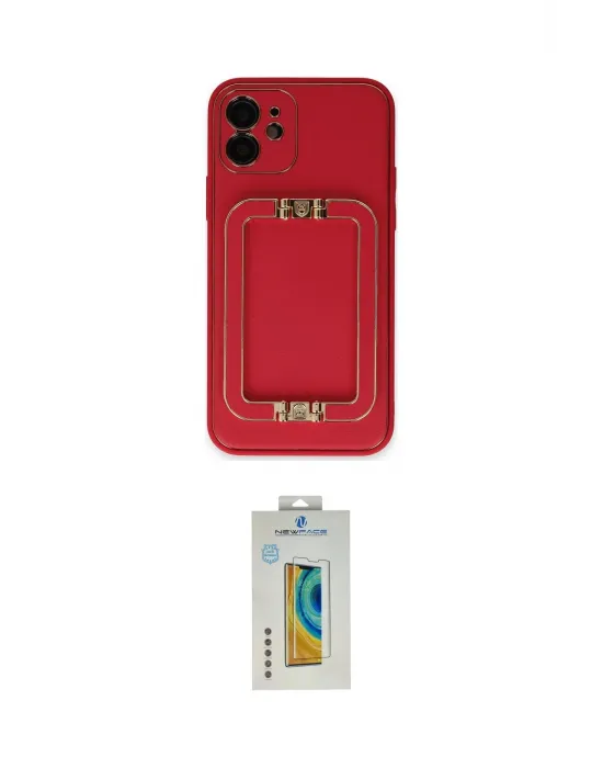 ieg™ iPhone 12 Kılıf Kozmos Minimal Prime - Siyah Polymer Nano Ekran Koruyucu