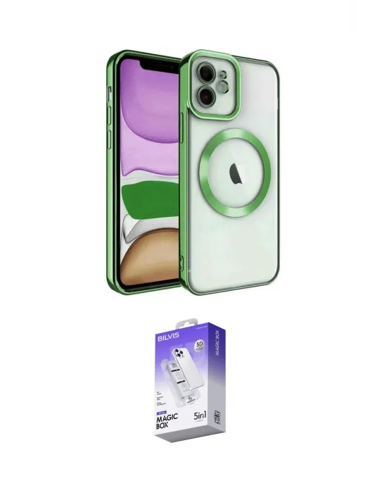 ieg™ iPhone 12 Kılıf Nova Işık Özel Seri - Siyah Bilvis 5in1 3D Magic Cam Ekran Koruyucu